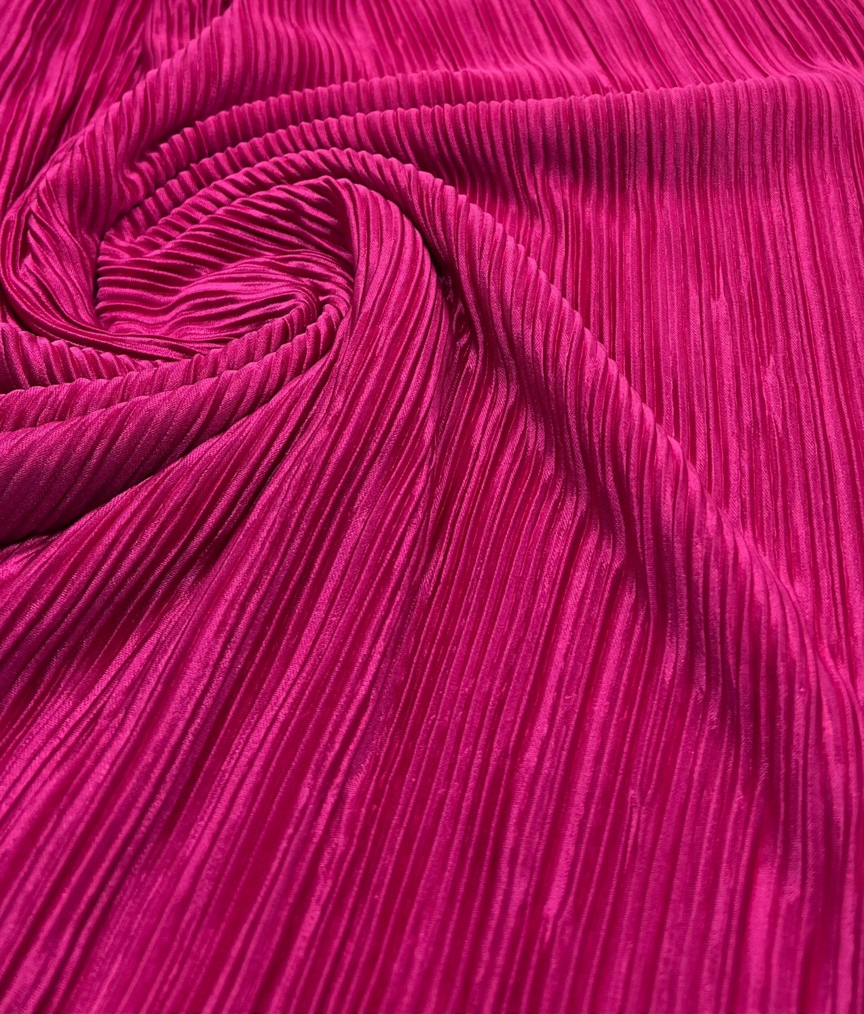 Hot Pink Cerise Plisse Pleated 2 Way Stretch Fabric - T9 Fabrics